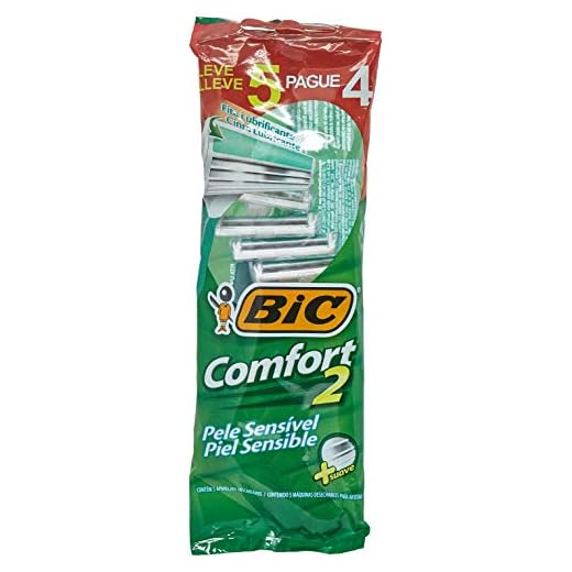 BIC Aparelho De Barbear Comfort 2 Pele Sensível C/ Fita Lubrificante 884626 Embalagem Leve 5 Pague 4