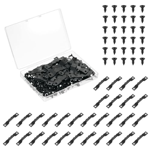 Image of uxcell 50Pcs Picture Hangers, Picture Frame Hook, Frame Backing Fasteners with 100 Pcs Screws for Hanging Clock Paintings Pictures, Black
