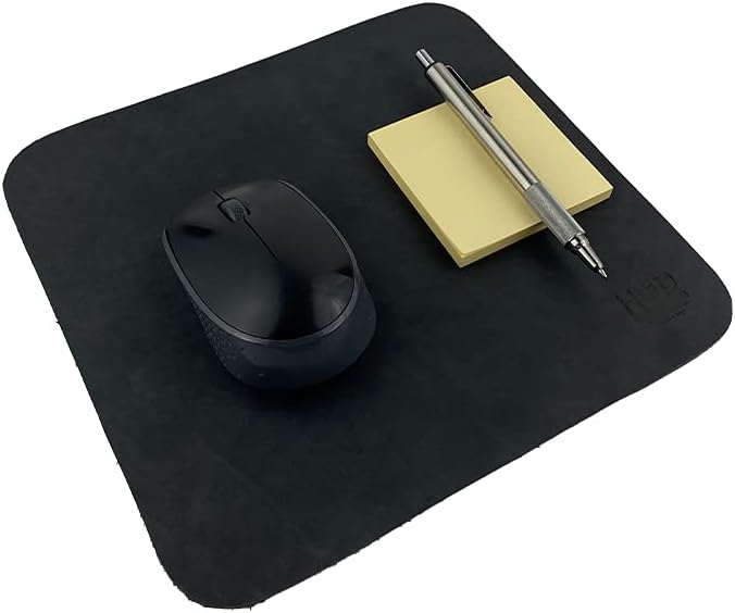 Hide & Drink, Thick Leather Durable Mouse Pad, Executive Work Desk & Office Essentials Handmade (Charcoal Black)