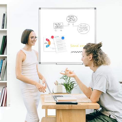 AMUSIGHT Double-Sided Magnetic Whiteboard, 24" x 24" Dry Erase Board Black Aluminum Frame for Wall, White Board Dry Erase Marker Board for Kitchen, Memo, School, Home, Office by AMUSIGHT - Image 7