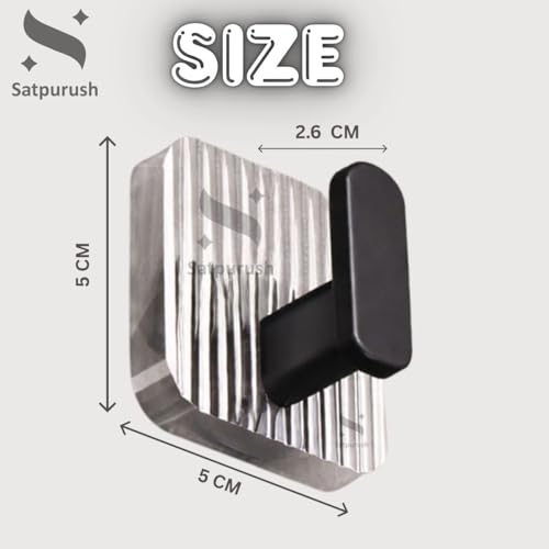 Image of Satpurush Luxury Acrylic Self Adhesive Wall Hooks | Heavy Duty Bathroom & Kitchen Hook | No Drill Waterproof Wall Hanger for Towels, Robes, Keys & Accessories (Black, Pack of8)