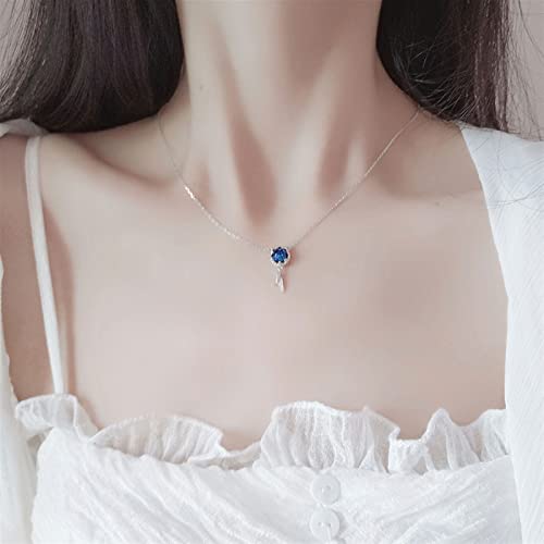 Collier en forme de queue de poisson 925 argent sterling, chaîne de clavicule bijoux femmes - 4