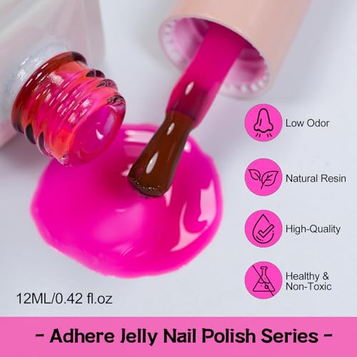 ADHERE Kit de esmaltes em gel translúcido 9 peças - 12ml Esmalte em gel, esmalte em gel Soak Off UV