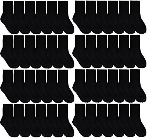 Yacht & Smith 36 Pairs Of Children & Kids Wholesale Bulk Sports Crew, Athletic Case Pairs Socks, by SOCKS'NBULK (36 Pairs Black, Kids 6-8 (Shoe size 4-7.5))