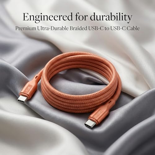 Image of PHILIPS DLC4150CR /94 65W Type-C to Type-C Fast Charging Cable (1.5m, Coral Reef) | Nylon Braided | Compatible with iPhone 15+ Series, USB-C iPad Models, Samsung Galaxy & All Type C Devices