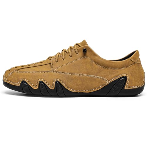 Men's Driving Shoes Casual Leather Slip on Loafers Lace-up Moccasin Design Lightweight Rubber Sole Breathable Comfortable Barefoot Walking Shoes2