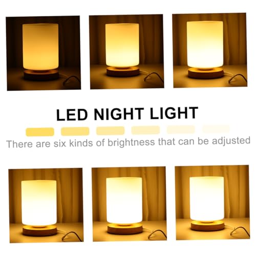Lámpara de Mesa de Noche Cilíndrica LED con Control Táctil y Puerto USB miniatura 6