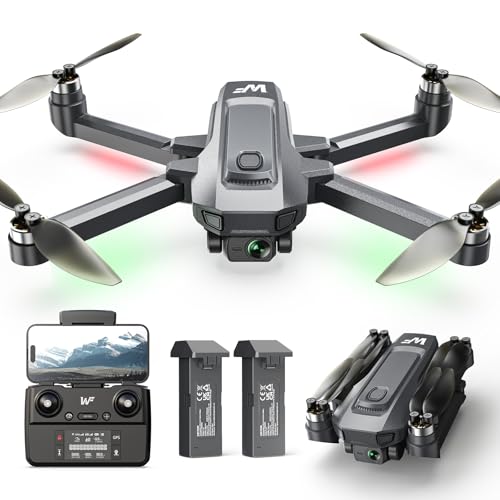 Drones with Camera for Adults 4k, WeFone WF30 GPS FPV Foldable Quadcopter for Beginners, Follow Me and Auto Return Home, Brushless Motor, 5G Transmission, 2 Batteries for 40 Mins Flight Time, Black