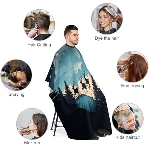 Capa de barbería Navidad invierno con cierre ajustable 66.9x56.7 in miniatura 3