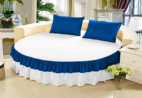 Falda de cama redonda azul y blanca para renovar el estilo de tu dormitorio 2