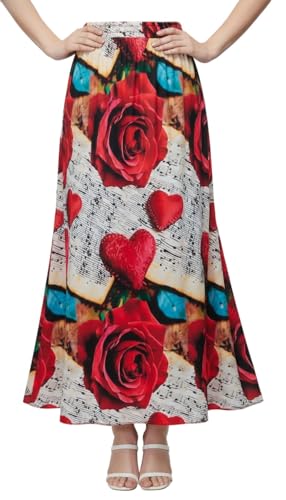 Image of VAGISHA Women's 4-Metre Flared Long Skirt | Skirts for Women Long Length | Long Skirts for Girls | Ethnic & Boho Printed Wear with Elastic Waist | Perfect for Party, Festive & Casual Look