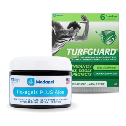 Medagel Hexagels Plus Aloe Vera and TURFGUARD Turf Burn and Wound Dressing Cover