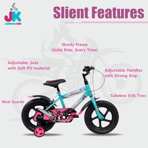 Image of JUNIOR KID BMX 14 Inch Kids Cycle with Rigid Suspension Side Wheels Ideal for 2 to 5 Years Boys and Girls Bicycle Green