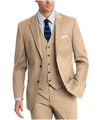Costume d'affaires à deux boutons haut de gamme ensemble beige de luxe avec veste et gilet