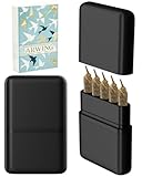 Smell Proof 5 Hole King Size Pre Roll Cone Holder Case Storage Box, 5 Capacity Cigarette Case for Regular Size, Small Portable Smoking Accessories for 1-1/4 Size Pre Rolled Rolling Paper - Black