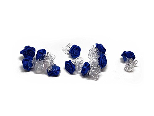 10 x Rosen auf Haarklammer - Brauthaarschmuck - Rosenhaarklammern - Blau