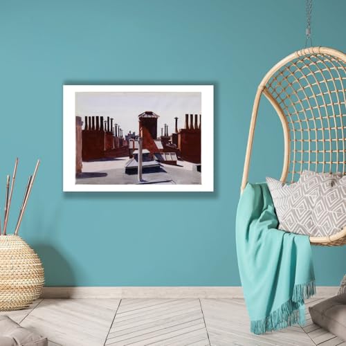 Edward Hopper Roofs In Washington Square impression mate nostalgie - 6