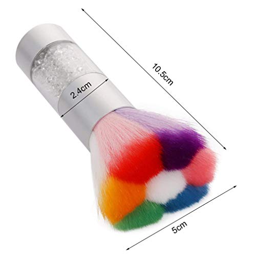 Colorful Nail Art Dust Remover Brush With Shiny Rhinestone Handle, Nail Brush Remover Cleaner For Acrylic Uv Nail Gel Powder Makeup Foundation (Silver) #TOP1