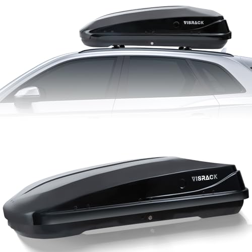 Rooftop Cargo Carrier Hard Shell, Both Side Openning Cargo Box with Security Lock, 13 Cubic Feet Capacity - Black 56x30.3x13.7in