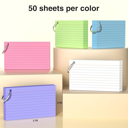 250 Count Colored Index Cards 3x5
