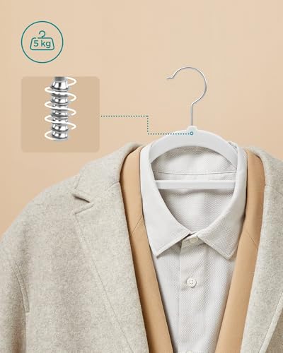 Miniatura 4 de Songmics Percha De Terciopelo, Juego De 20, Antideslizantes, Con Barra Corbata Y Gancho Giratorio 360 , 0,6 Cm Espesor, Ahorra Espacio, 43,5 Cm Largo, Para Abrigo Pantalón, Blanco Nube Crf020w01