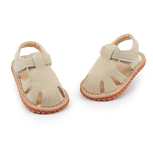 Image of SOFMUO Baby Boys Girls Squeaky Sandals Non-Slip Soft Rubber Sole Closed Toe Infant Summer Outdoor Shoes Toddler First Walkers