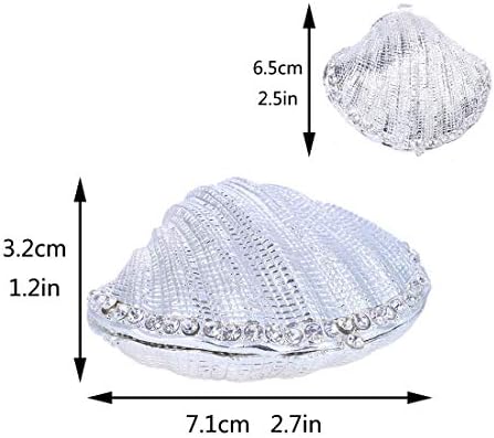 YU FENG Silver Mussel Hinged Trinket Box Wedding Ring Holder Metal Seashell Figurine For Ring Display