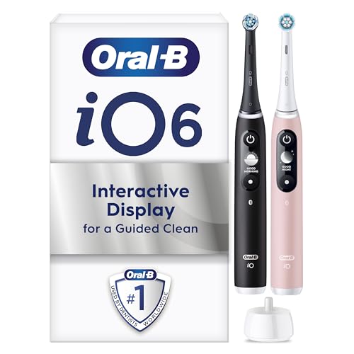 Oral-B iO6 2x Electric Toothbrushes For Adults, 2 Handles, 2 Toothbrush Heads, 5 Modes with Teeth...
