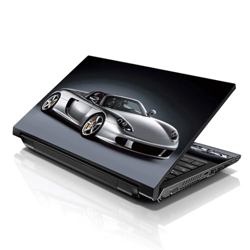 Image of LSS 15 15.6 Inche Laptop Notebook Skin Sticker with 2 Wrist Pads - Reusable Cover Protector Vinyl Sticker Cover Decal Fits 13 inch - 16 inch HP Asus Acer Samsung - Silver Car Pattern