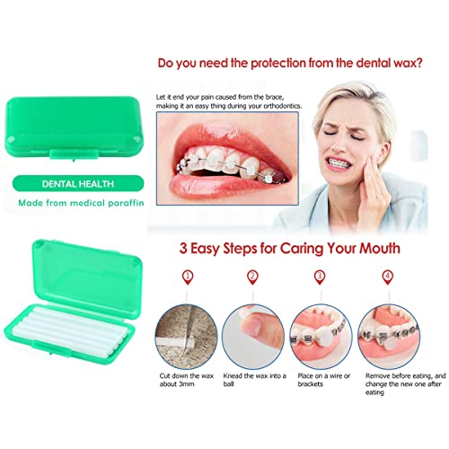 Image of Braces Cleaning Kit for Teeth, Portable Orthodontic Toothbrush Kit Oral Care Dental Travel Kit - Interdental Brush Dental Wax Dental Floss Toothbrush Box (Green B)