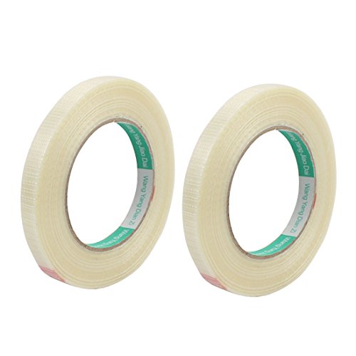 Aexit 2pcs 12mm Office Electronics Accessories Height 50M Length Long Adhesive Insulating Grid Glass Fiber Labeling Tapes Tape Roll