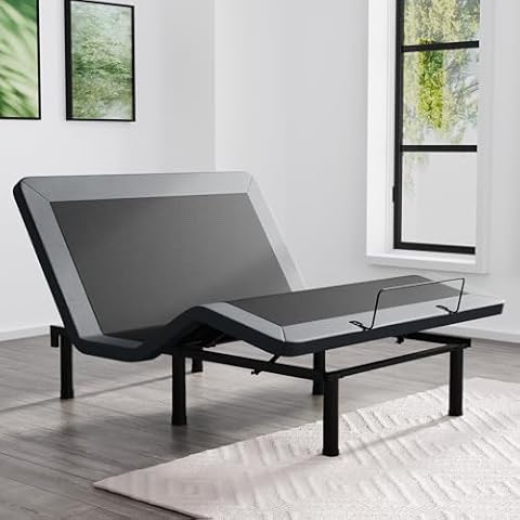 SunsGrove Queen Adjustable Bed Frame with Wireless Remote, Electric Bed, Zero Gravity Bed, Head and Foot Incline, Adjustable Leg Heights Bed Base, Memory Pre-Sets, Anti-Snore Cover