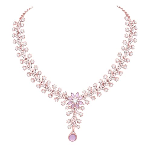 Image of Atasi International Diamond Necklace Jewellery Set for Women with Earrings and Maang Tikka for Wedding, Party, Engagements & Festivals