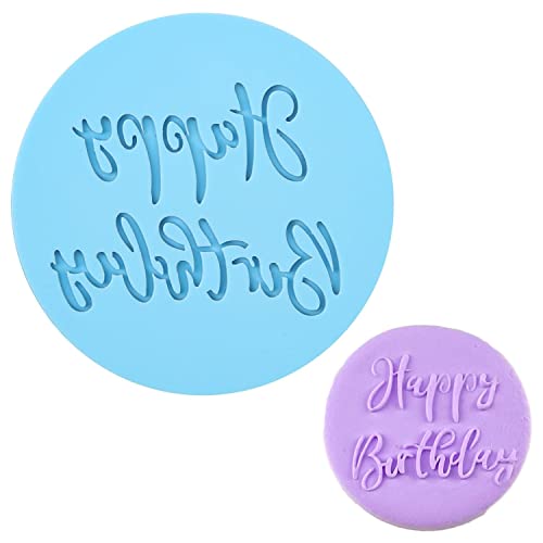 Crethinkaty Happy Birthday Fondant Embosser 3D Design Cookie Stamp For Baking Cookies,Decorating Cake/Sugar Paste/Cupcake #TOP5