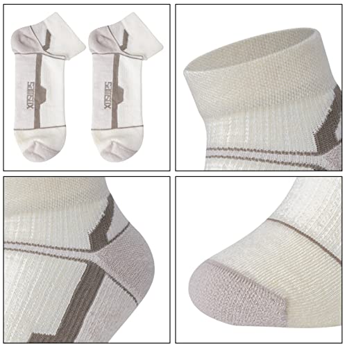 Samsox 2-Pair Merino Wool Running Socks, Made In Usa Cushioned Low-Cut Athletic Socks For Men & Women, Oatmeal L #TOP4