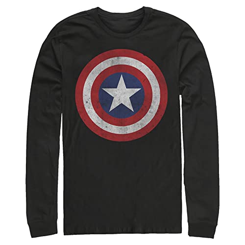 Marvel Men's Captain Classic Tops Long Sleeve Tee Shirt T, Black, 4XL Big