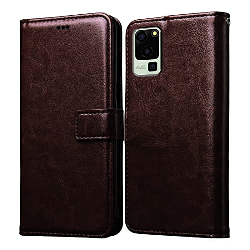 Image of Amazon Brand - Solimo Flip Leather Mobile Cover (Soft, Flexible & Kickstand Back case) Compatible for Lava Blaze 5G (Coffee)