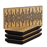 4 Pack — Narrow Sound Absorption-Diffuse Acoustic Horizont Panel | 25x50cm | Diffusion - Reflection - Soundproofing | Model-Thickness-Color: [WAVE-H - 53mm | Oak]