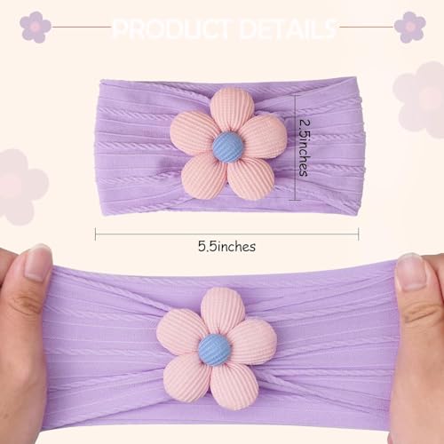 Image of Ahamo Baby Girl Hair Bands 0-6 Months | Soft Stretch Headbands for Newborn Infant Essentials (Blush Pink, Pastel Lilac, Mauve)