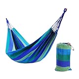 UKCOCO Hamaca de Lona Doble Grosor para Dos Personas 280x150 Cm Azul con Cuerdas de Sujeción y Bolsa Portátil para Camping Aire Libre Jardín Patio