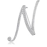 Letter Brooch Pins Initial Rhinestone Brooch for Women Crafts Silvery N