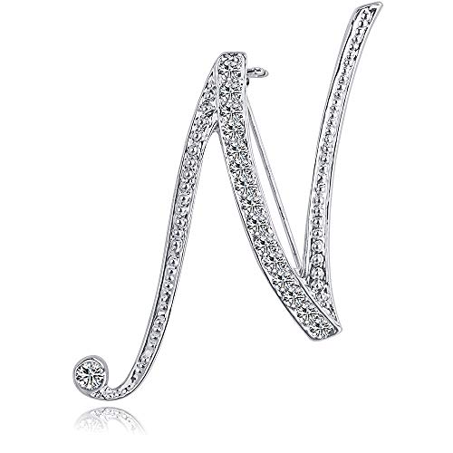 Letter Brooch Pins Initial Rhinestone Brooch For Women Crafts Silvery N #TOP6