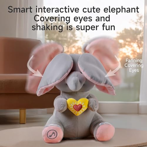 eJog Pup Peek a Boo Elephant Toy, Interactive Singing Plush Elephant Toy with Flapping Ears and Hearts, Musical Stuffed Animal for Babies and Toddlers by eJog Pup - Used condition - Image 4