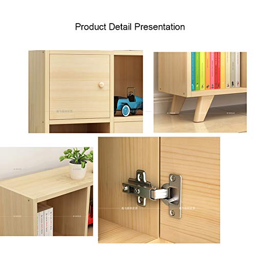 Yq Whjb Solid Wood Bookcase,Simple Free Combination Bookshelf Floor-Standing Lattice Cabinet Storage Shelf Cabinet Door-B 106X30X83Cm(42X12X33Inch) #TOP4