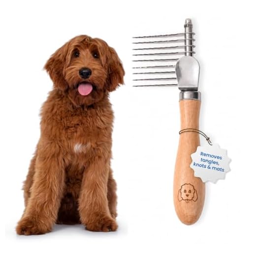 Dog Dematting Brush & Rake, Detangler Brush for Dogs, Comb Tool for Grooming, Best for Doodles, Poodles, Goldendoodles, Cats & Other Pets, Matted Fur Removal On Undercoat [We Love Doodles]