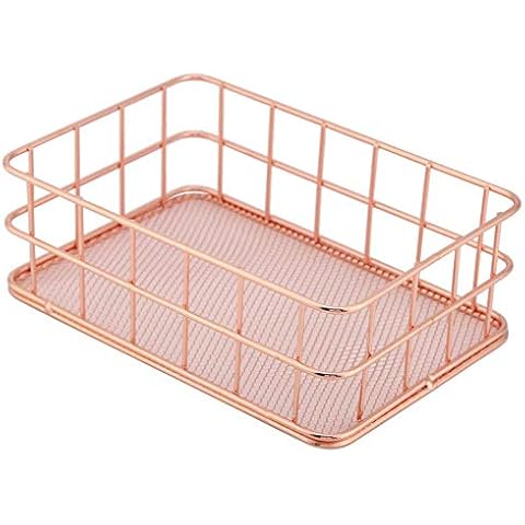 Rose Gold Eisen Metall Ablagekorb Mesh Tray Organizer Regal Rack Conditioner Draht Halter Desktop Decor Cover