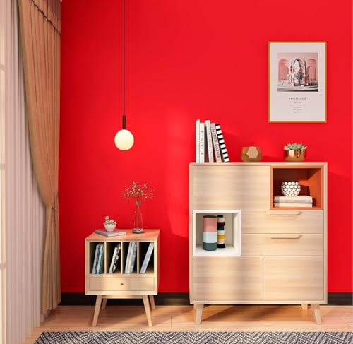 Image of WISDOM Glossy & Matte Wallpaper Peel & Stick Contact Paper Self Adhesive Vinyl for Kitchen Cabinet and Furniture Countertop Waterproof Removable (24x200 Inch, Red Matte)