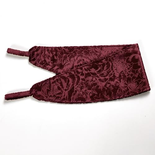 Floral Jacquard Velvet Curtain Pair - Heavyweight and Noise Reducing - Room Darkening Eyelet - Fully Lined for Thermal Insulation - Includes Two Tiebacks (Burgundy, 90" x 90" (228 x 228 cm)) - Image 5
