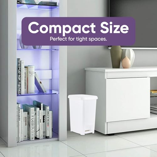 Image of Superio Slim Pedal Trash Can (16 Qt) (White)