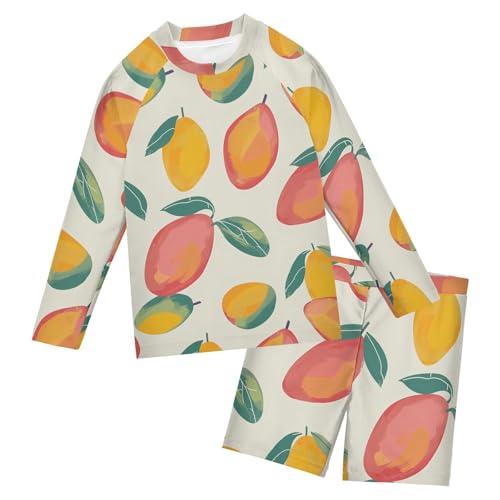 Traje de baño de 2 piezas con protección UV para niños con mangas largas tropicales